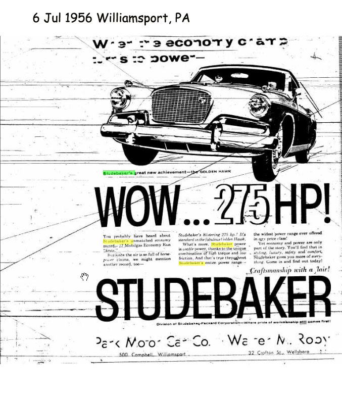 Studebaker Dealer Listing Pennsylvania State Page